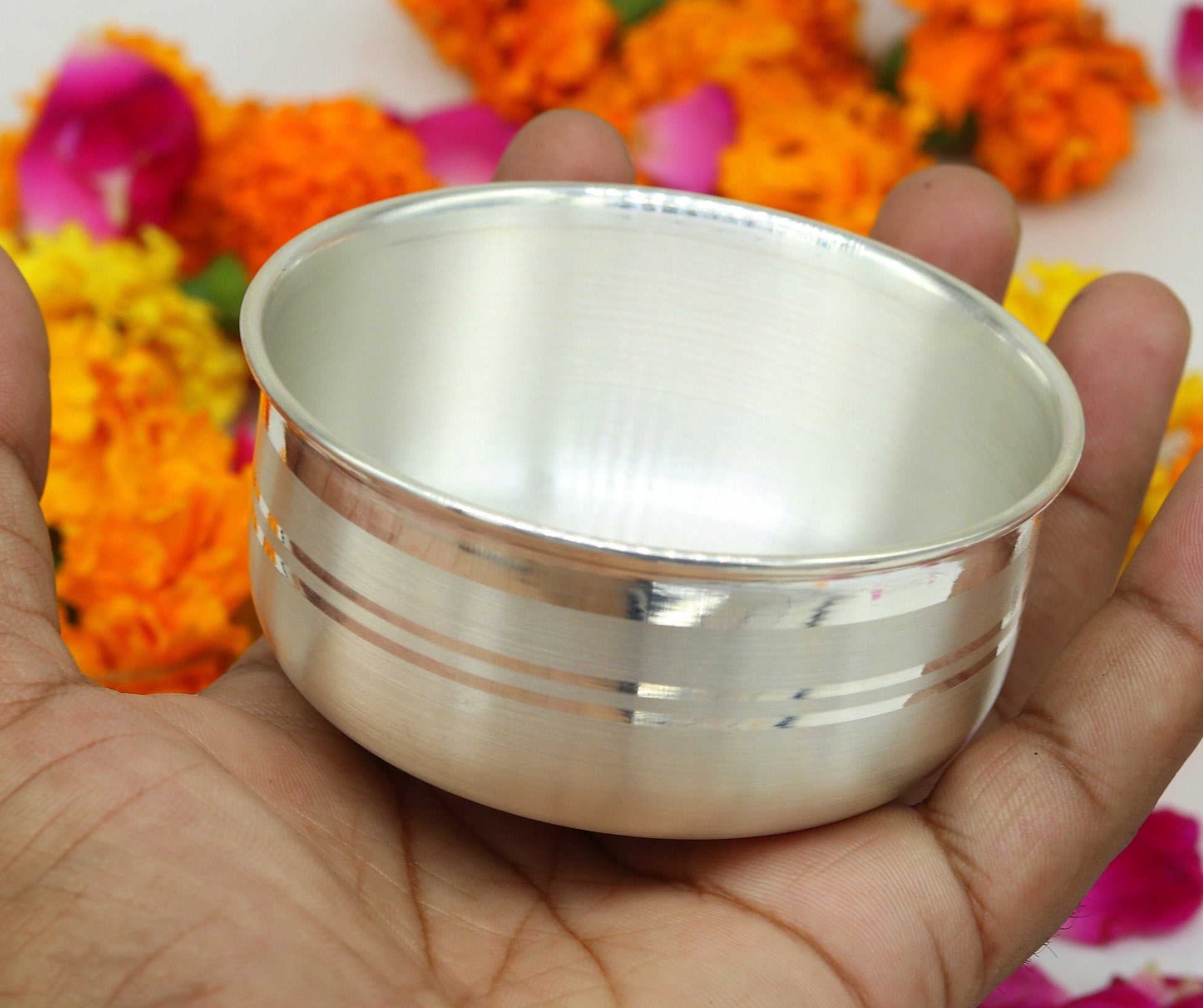 8cm wide 999 pure sterling silver handmade solid silver bowl, silver has antibacterial properties, keep stay healthy, silver vessels sv50 - TRIBAL ORNAMENTS
