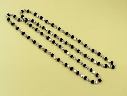 24" Sterling silver handmade wooden beads black basil rosary silver chain necklace unisex jewelry , tulsi mala customized necklace ch82 - TRIBAL ORNAMENTS