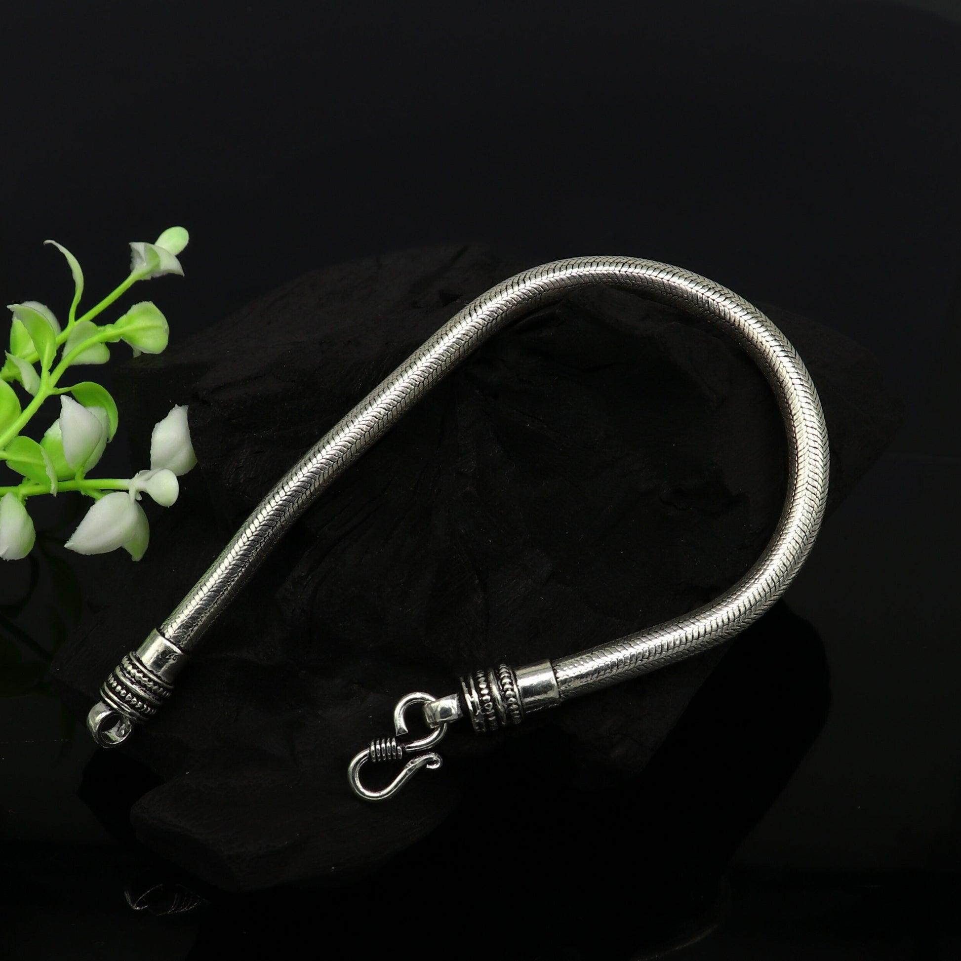 9" inches 5MM 925 sterling silver best gifting handmade snake chain bracelet, new stylish fancy customized trendy bracelet jewelry nsbr218 - TRIBAL ORNAMENTS