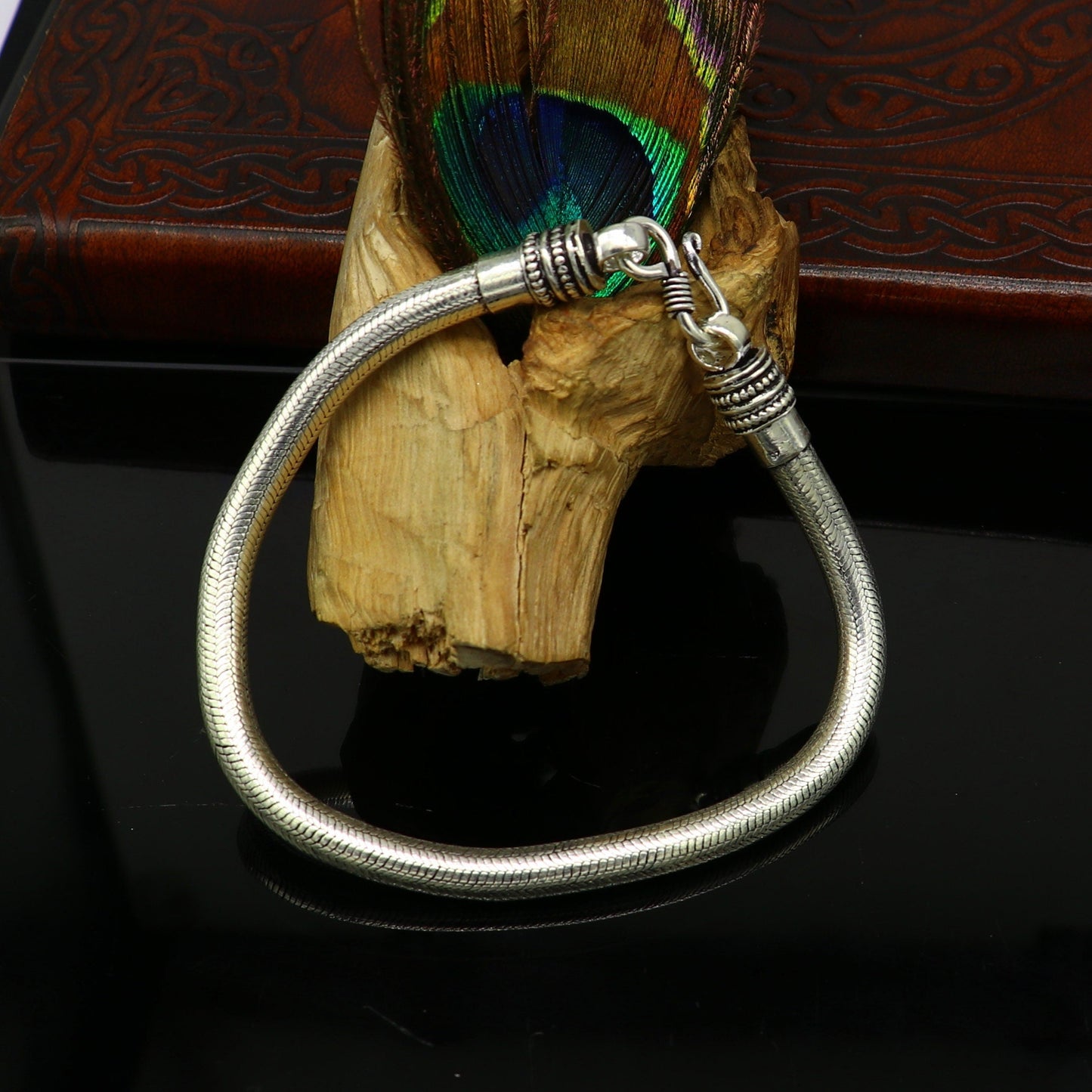 9" inches 5MM 925 sterling silver best gifting handmade snake chain bracelet, new stylish fancy customized trendy bracelet jewelry nsbr218 - TRIBAL ORNAMENTS