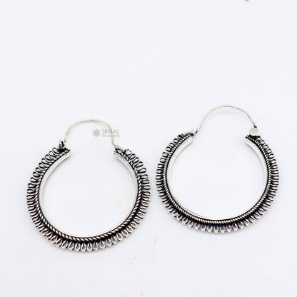 92.5 sterling silver gorgeous Exclusive design hoops hanging earrings fabulous silver ethnic tribal  functional earrings jewellery s1262 - TRIBAL ORNAMENTS