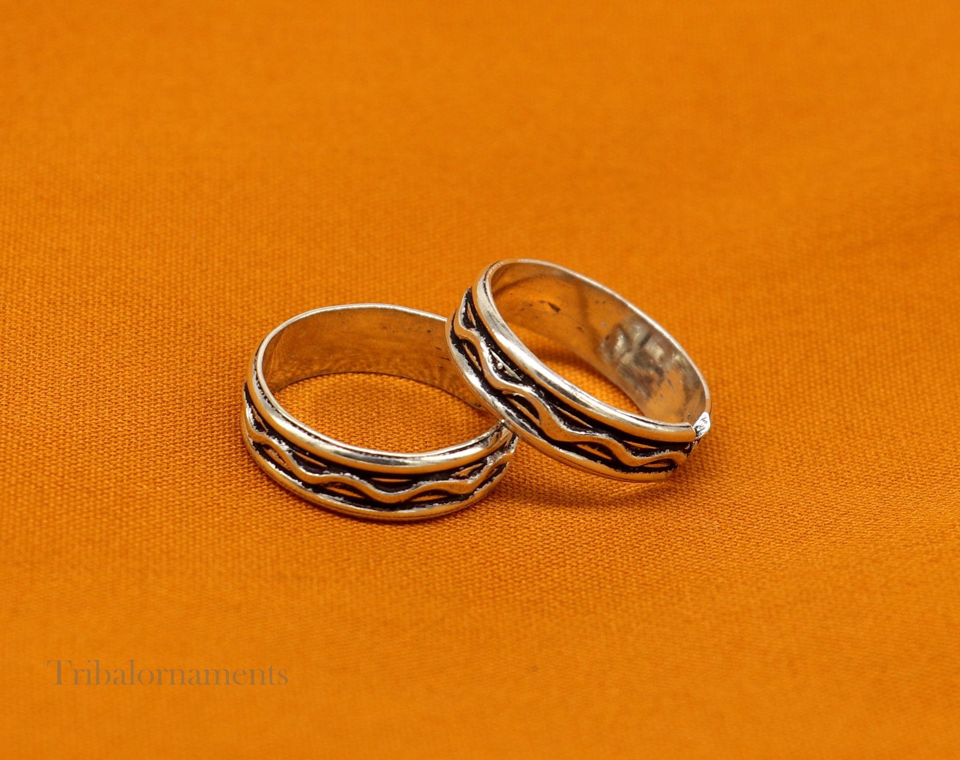 92.5 sterling silver handmade elegant design solid 5mm toe ring band, toe band stylish modern women's brides jewelry from india toer108 - TRIBAL ORNAMENTS