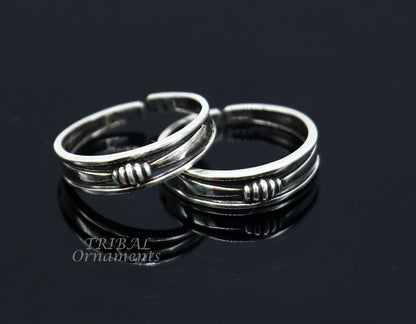 92.5 sterling silver handmade stunning vintage design Adjustable toe ring ethnic tribal belly dance jewelry india YTR01 - TRIBAL ORNAMENTS