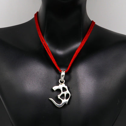Shiny 925 pure silver Aum OM pendant from Tribal Ornaments, customized ethnic jewelry for gifting or personal style.