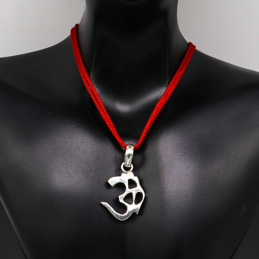 925 fine pure silver Aum pendant, fabulous shiny customized pendant, best gifting vintage ethnic style pendant necklace ssp415 - TRIBAL ORNAMENTS