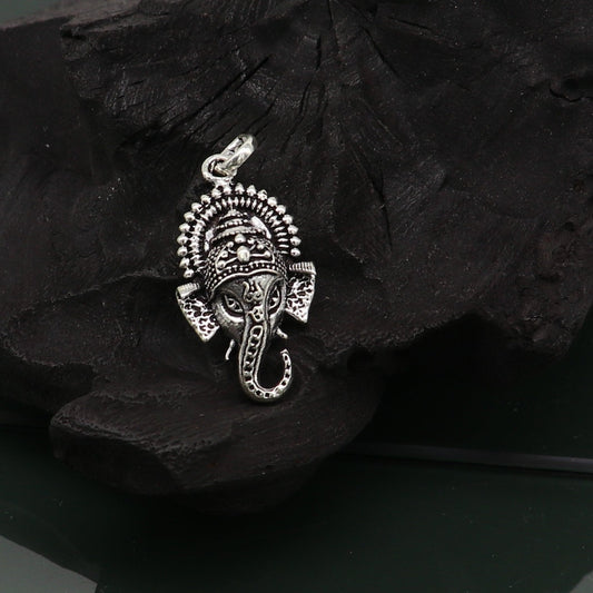 925 fine pure silver fabulous Ganesha idol pendant, unique stylish customized pendant, best gifting fancy oxidized pendant necklace ssp401 - TRIBAL ORNAMENTS