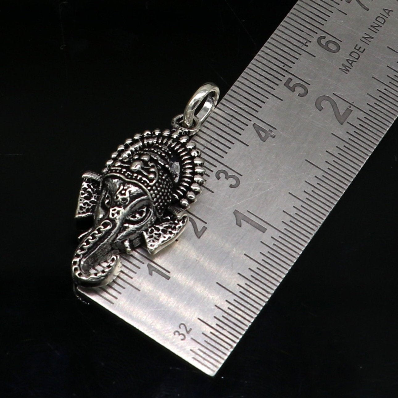 925 fine silver Ganesha idol pendant from TRIBAL ORNAMENTS, showcasing a stylish, oxidized necklace design perfect for gifting.