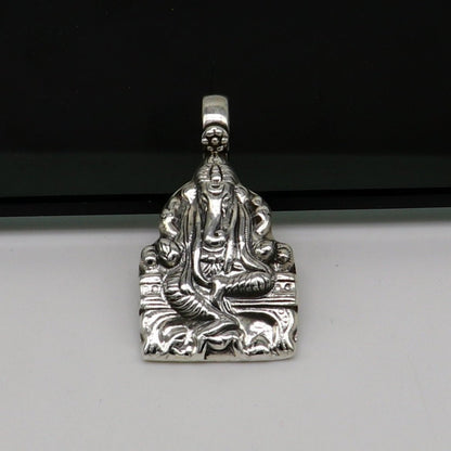 925 pure silver Ganesha pendant necklace by TRIBAL ORNAMENTS, stylish oxidized idol god jewelry, perfect for gifting