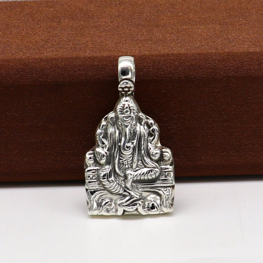 925 fine pure silver Idol god Ganesha pendant, unique stylish customized pendant, best gifting fancy oxidized pendant necklace ssp405 - TRIBAL ORNAMENTS