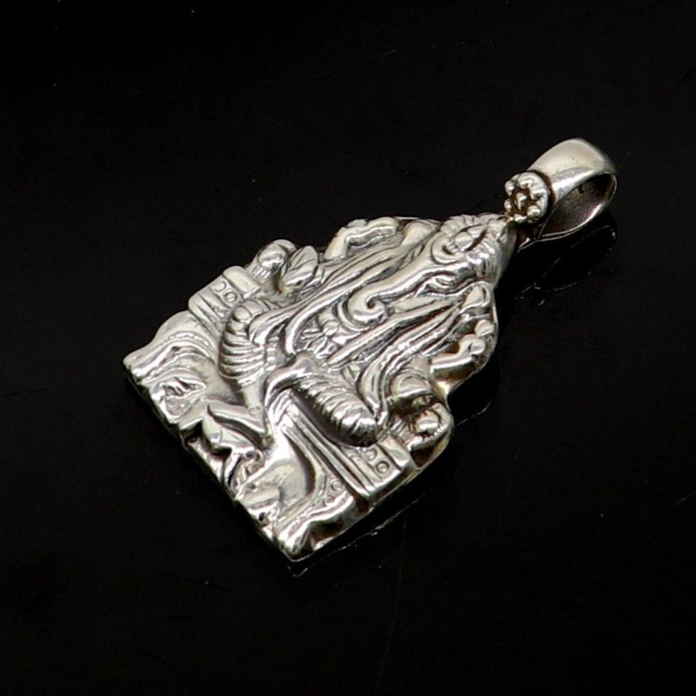 925 fine pure silver Idol god Ganesha pendant, unique stylish customized pendant, best gifting fancy oxidized pendant necklace ssp405 - TRIBAL ORNAMENTS
