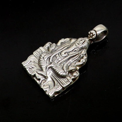 925 silver Ganesha pendant necklace, tribal-inspired oxidized idol god jewelry, stylish customized pendant for gifting and special occasions