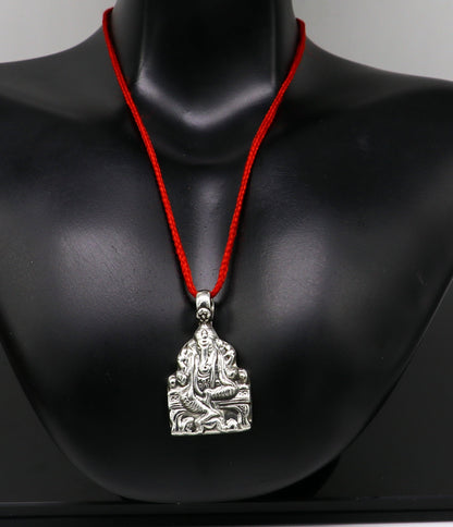 925 silver Ganesha pendant, stylish oxidized idol god jewelry, custom design for necklaces, from TRIBAL ORNAMENTS.