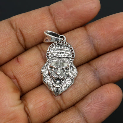 925 silver God Vishnu Narsimha pendant in oxidized jewelry style, featuring detailed idol design for spiritual and stylish wear