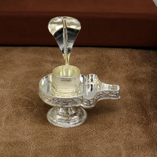 925 fine solid sterling silver lord shiva lingam stand/jalheri, use for put/hold shiva lingam in home temple, awesome handmade article su167 - TRIBAL ORNAMENTS