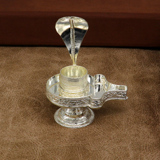 925 fine solid sterling silver lord shiva lingam stand/jalheri, use for put/hold shiva lingam in home temple, awesome handmade article su168 - TRIBAL ORNAMENTS