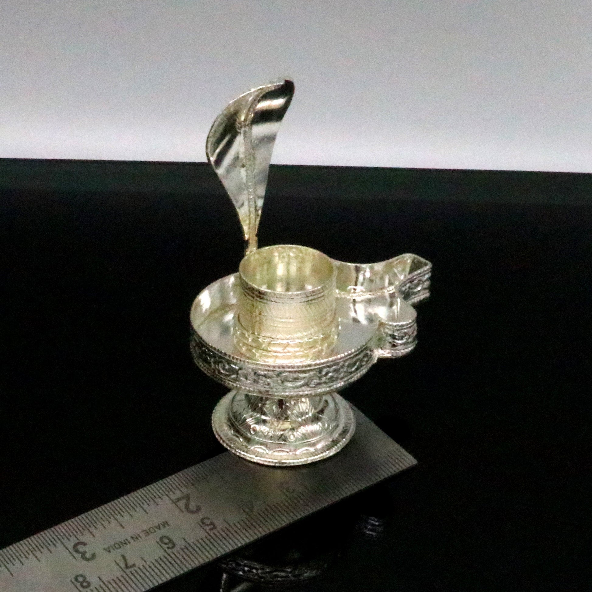 925 fine solid sterling silver lord shiva lingam stand/jalheri, use for put/hold shiva lingam in home temple, awesome handmade article su168 - TRIBAL ORNAMENTS