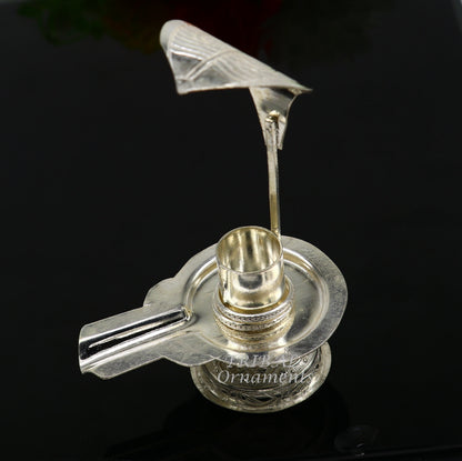 925 fine solid sterling silver lord shiva lingam stand/jalheri, use for put/hold shiva lingam in home temple, awesome handmade article su861 - TRIBAL ORNAMENTS