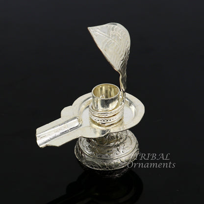 925 fine solid sterling silver lord shiva lingam stand/jalheri, use for put/hold shiva lingam in home temple, awesome handmade article su866 - TRIBAL ORNAMENTS