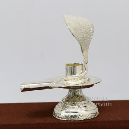 925 fine solid sterling silver lord shiva lingam stand/jalheri, use for put/hold shiva lingam in home temple, awesome handmade article su867 - TRIBAL ORNAMENTS