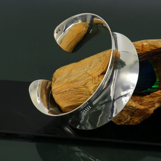 925 fine sterling silver gorgeous unique curved design bright shiny, new trendy fancy Bollywood style elegant cuff bangle bracelet cuff17 - TRIBAL ORNAMENTS