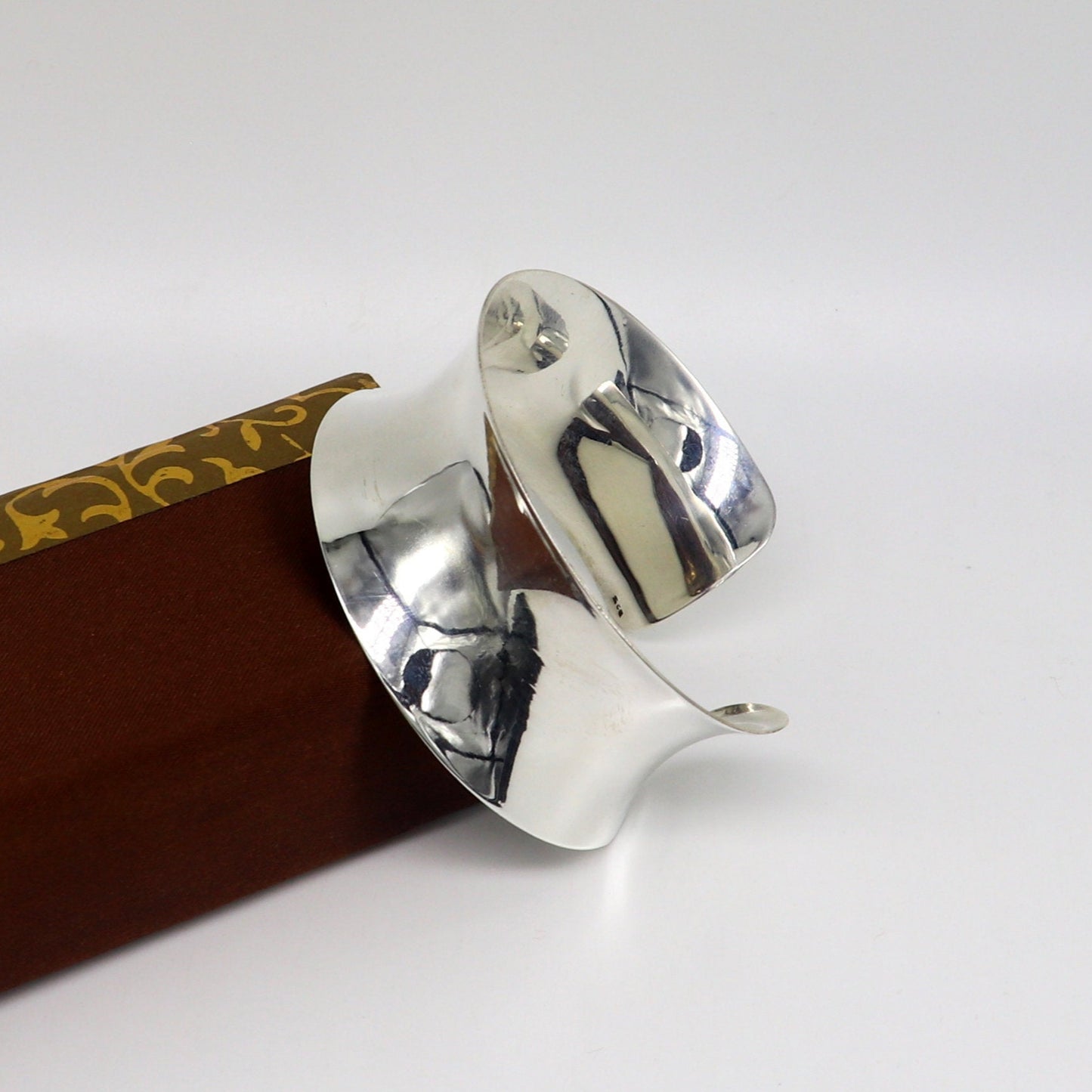 925 fine sterling silver gorgeous unique curved design bright shiny, new trendy fancy Bollywood style elegant cuff bangle bracelet cuff17 - TRIBAL ORNAMENTS