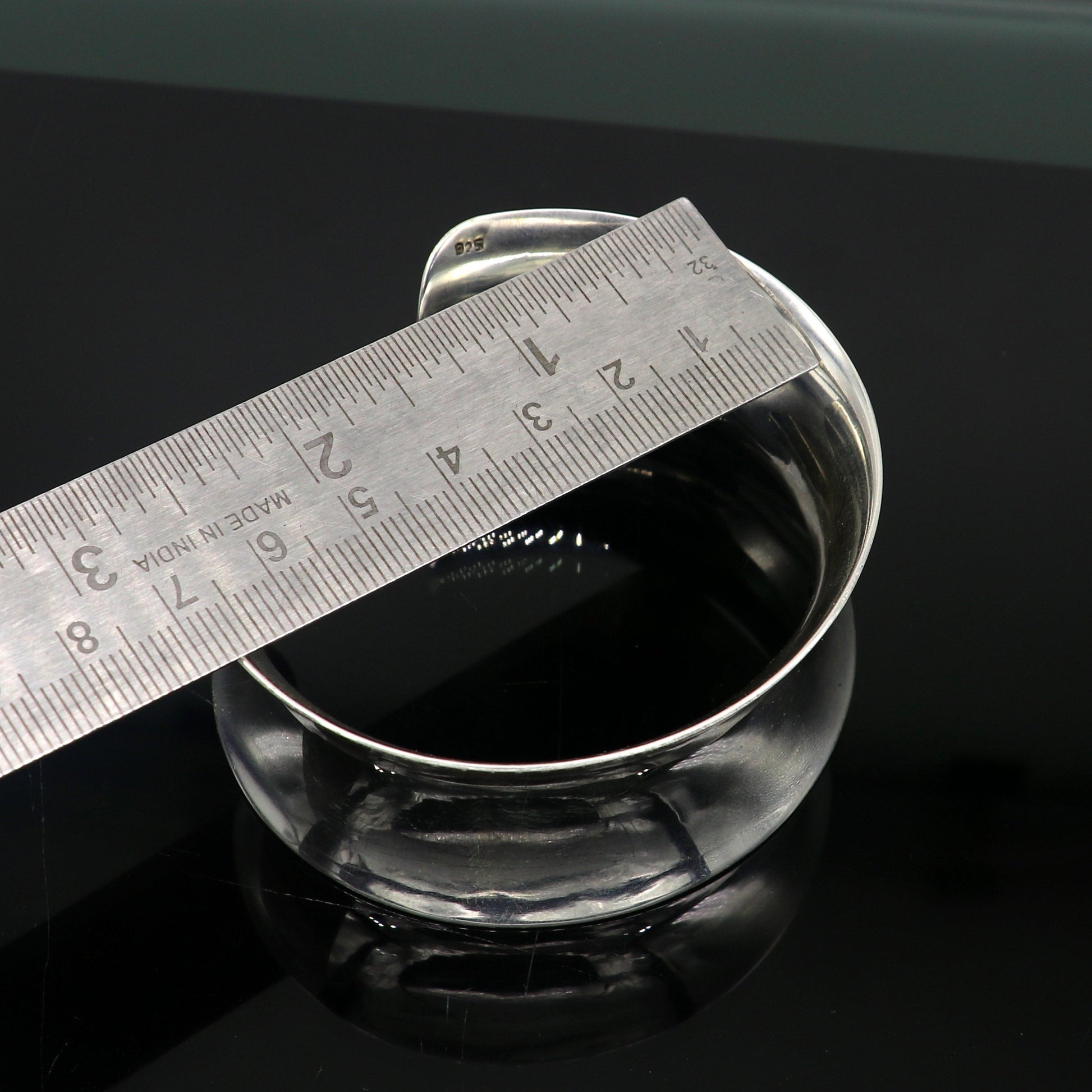 925 fine sterling silver gorgeous unique curved design bright shiny, new trendy fancy Bollywood style elegant cuff bangle bracelet cuff17 - TRIBAL ORNAMENTS