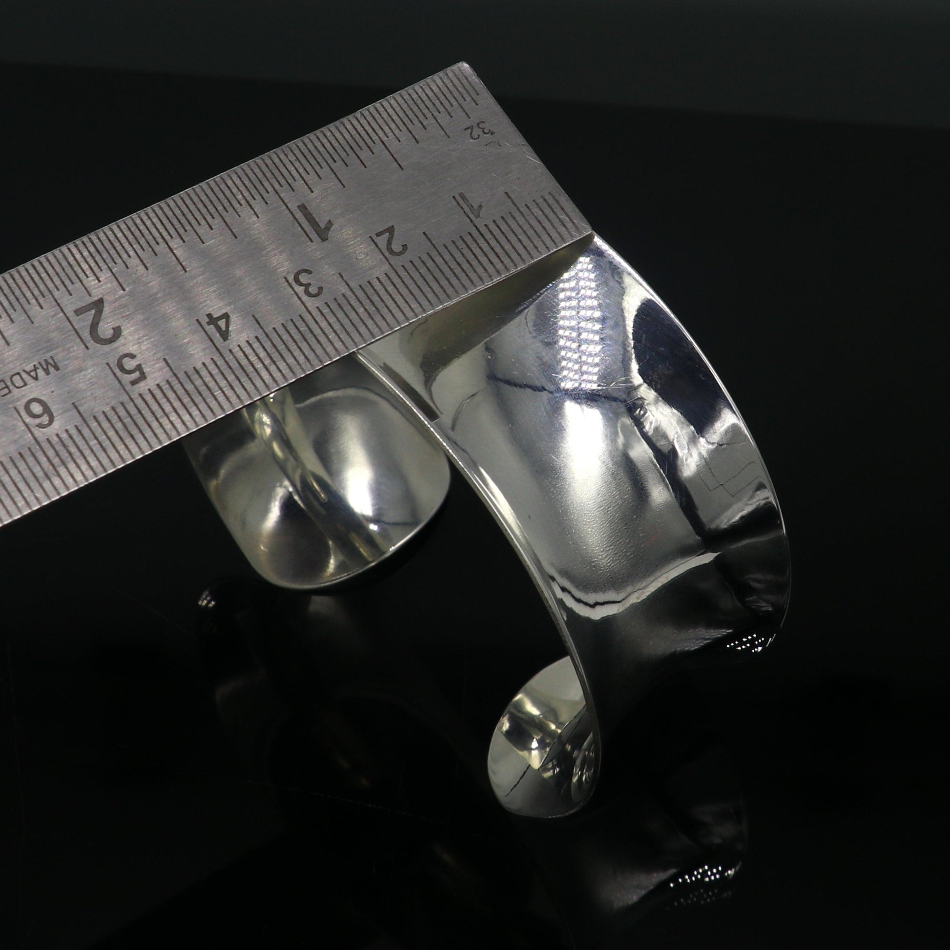 925 fine sterling silver gorgeous unique curved design bright shiny, new trendy fancy Bollywood style elegant cuff bangle bracelet cuff17 - TRIBAL ORNAMENTS