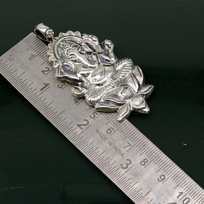 925 sterling silver Ganesha pendant necklace from TRIBAL ORNAMENTS, featuring a stylish, customized idol design with oxidized finish.