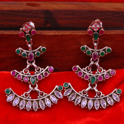 925 pure silver customized designer stud earring drop dangle cut stone earring, best gifting stylish designer Victorian earring s659 - TRIBAL ORNAMENTS