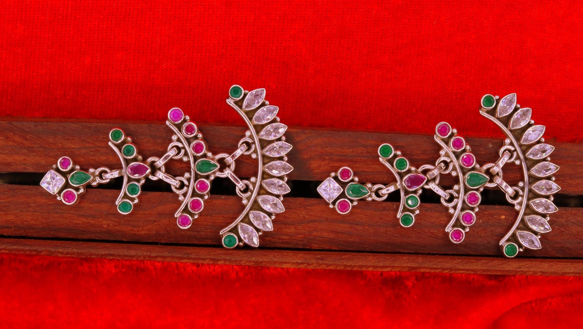 925 pure silver customized designer stud earring drop dangle cut stone earring, best gifting stylish designer Victorian earring s659 - TRIBAL ORNAMENTS