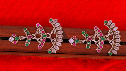 925 pure silver customized designer stud earring drop dangle cut stone earring, best gifting stylish designer Victorian earring s659 - TRIBAL ORNAMENTS