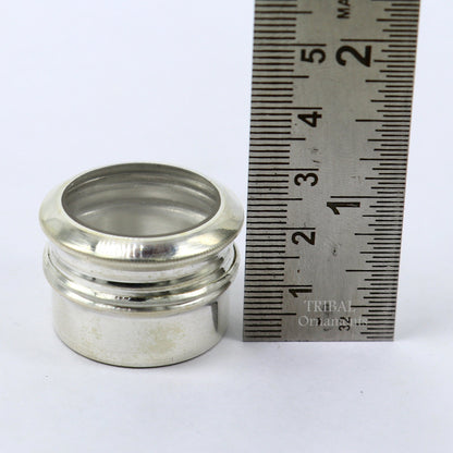 Handmade 925 silver kajal and tobacco storage box by Tribal Ornaments, small silver personal box for men's accessories.