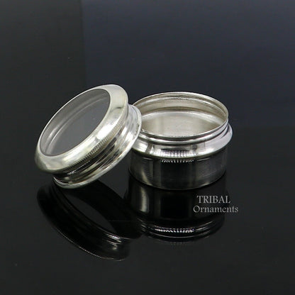 Handmade 925 pure silver kajal and tobacco storage box by TRIBAL ORNAMENTS, small silver personal box for men's accessories.