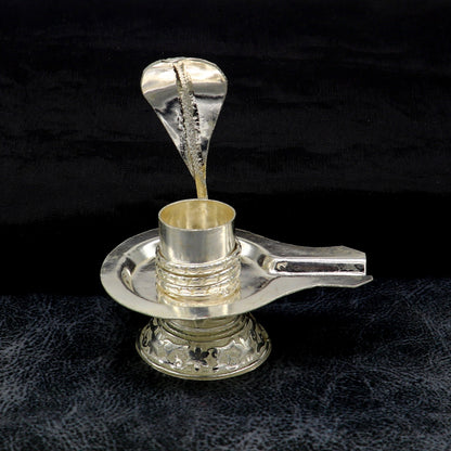 925 pure solid sterling silver lord shiva lingam stand/jalheri, use for put/hold shiva lingam in home temple, awesome handmade article su166 - TRIBAL ORNAMENTS