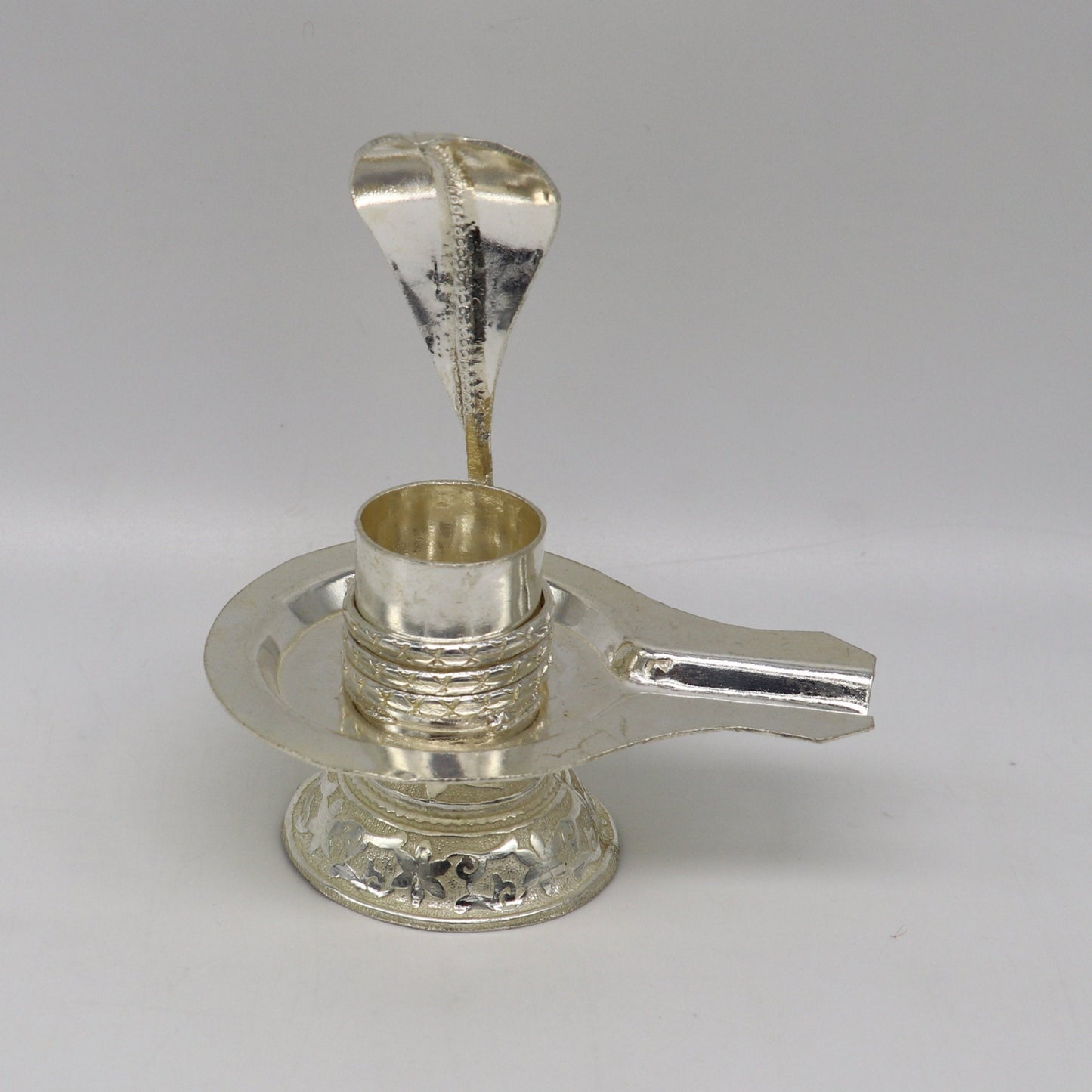 925 pure solid sterling silver lord shiva lingam stand/jalheri, use for put/hold shiva lingam in home temple, awesome handmade article su166 - TRIBAL ORNAMENTS