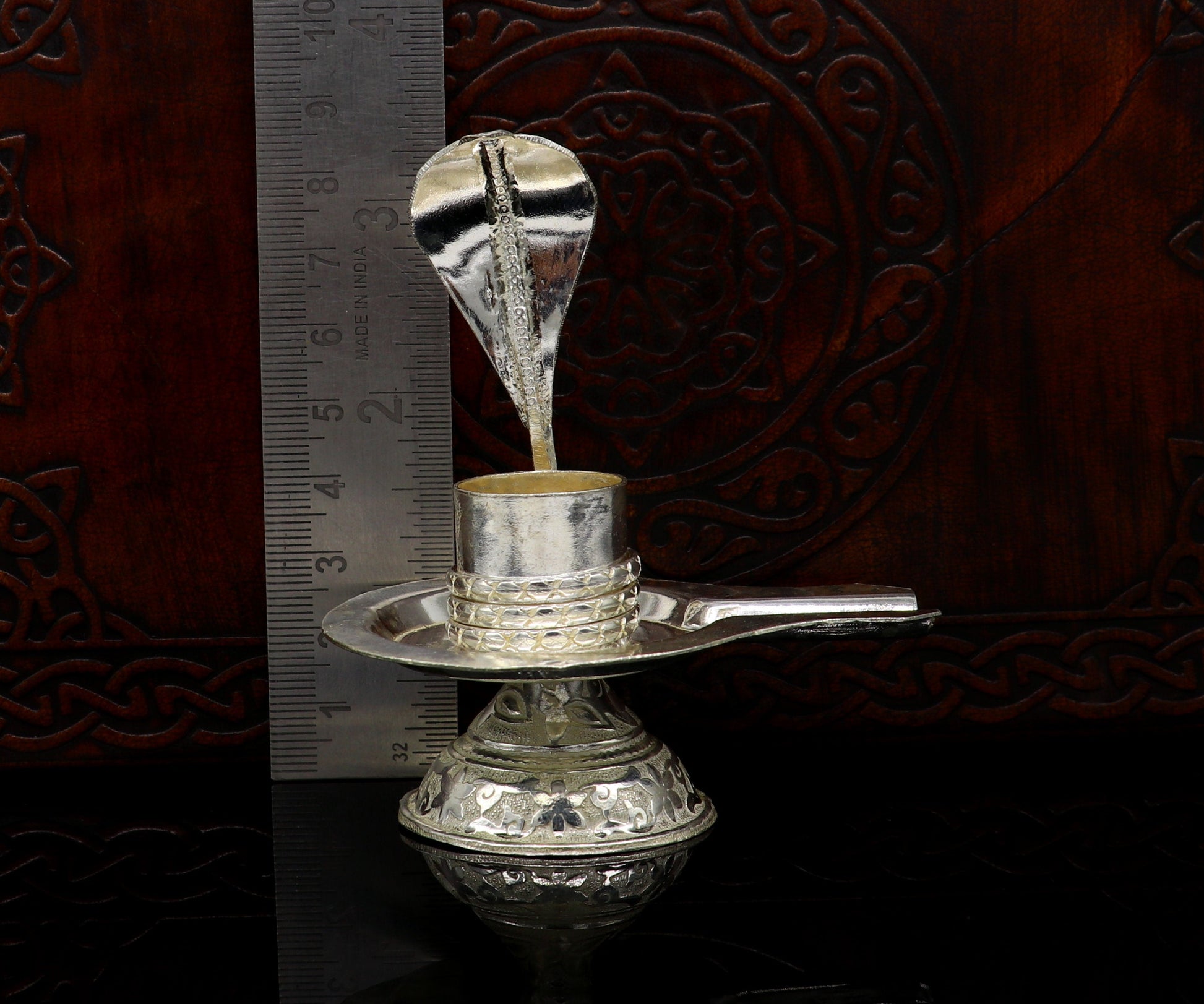 925 pure solid sterling silver lord shiva lingam stand/jalheri, use for put/hold shiva lingam in home temple, awesome handmade article su166 - TRIBAL ORNAMENTS