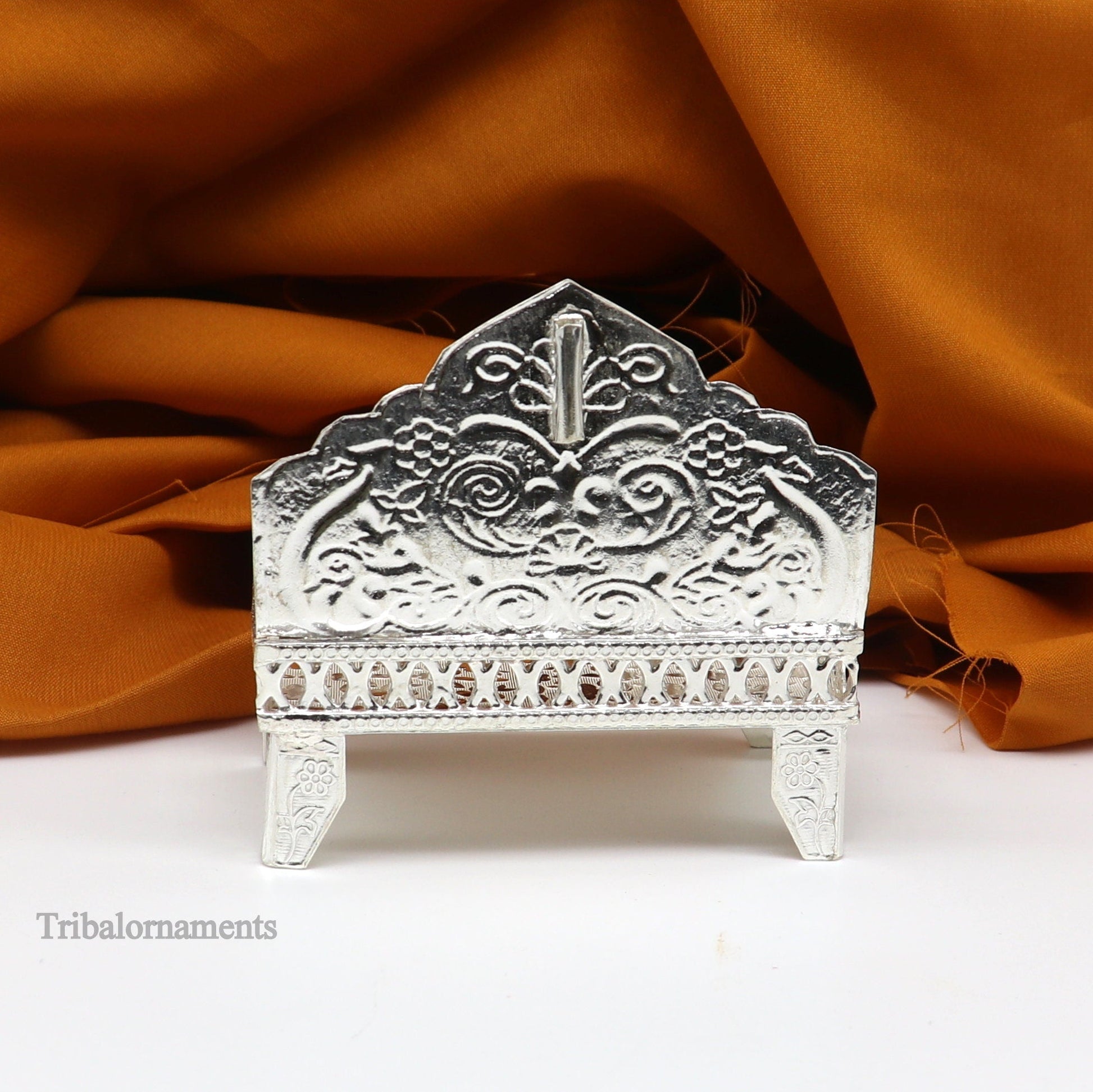 925 pure sterling silver handcrafted Singhasan, idol krishna Bal Gopala Throne, God statue's Palna chair, temple art puja article su425 - TRIBAL ORNAMENTS
