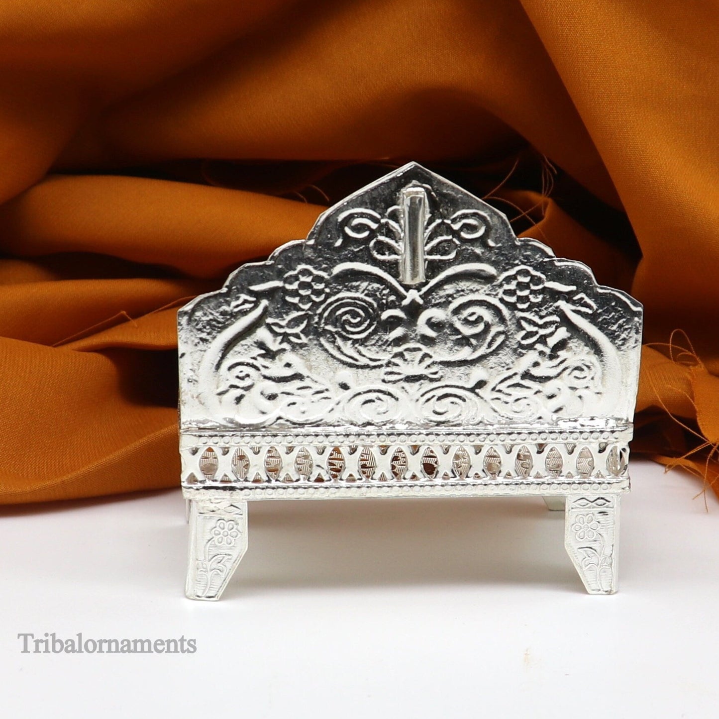 925 pure sterling silver handcrafted Singhasan,idols and goddess Throne, God statue Palna chair, temple art laddu gopal puja article su1015 - TRIBAL ORNAMENTS