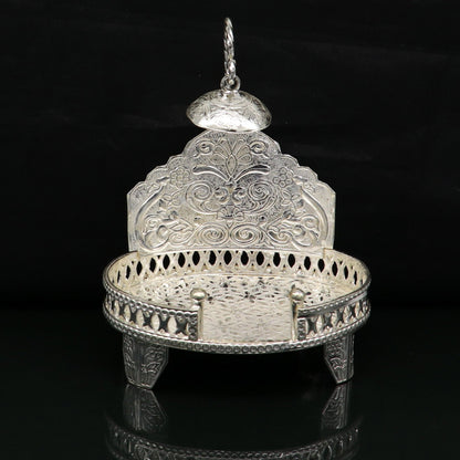 925 pure sterling silver handcrafted  sinhasan, idol krishna Bal Gopala throne, god statue's stand chair, temple art puja article su184 - TRIBAL ORNAMENTS