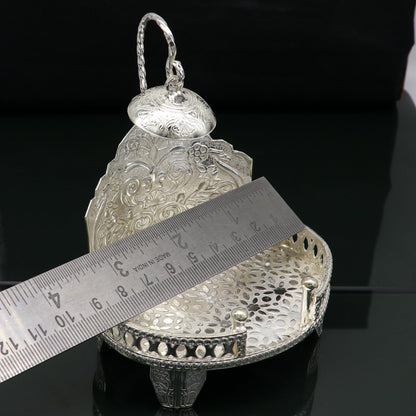925 pure sterling silver handcrafted  sinhasan, idol krishna Bal Gopala throne, god statue's stand chair, temple art puja article su184 - TRIBAL ORNAMENTS