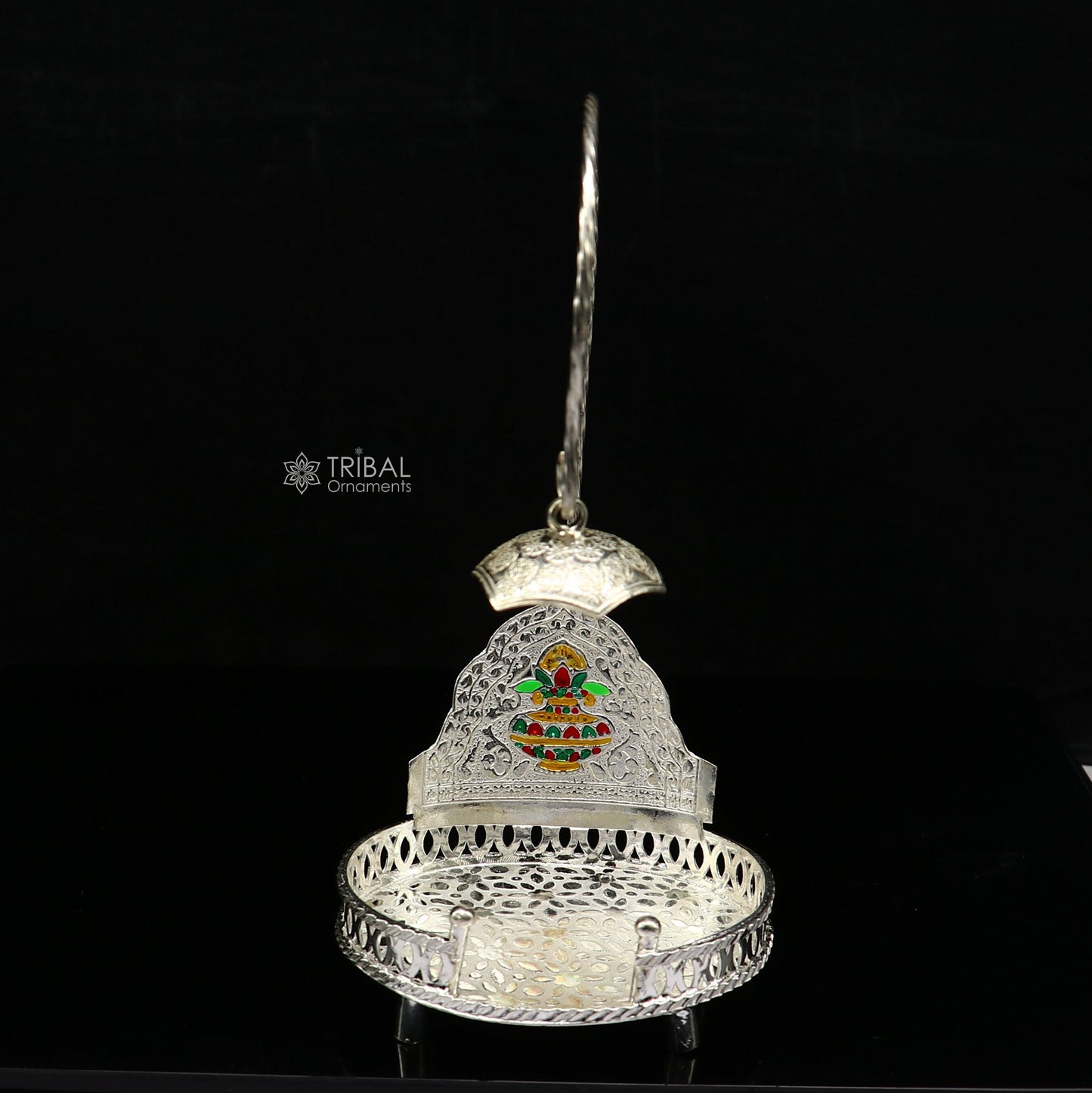925 pure sterling silver handcrafted small singhasan, idol krishna Bal Gopala throne, god statue's chair, divine silver chauki aasan  su1169 - TRIBAL ORNAMENTS