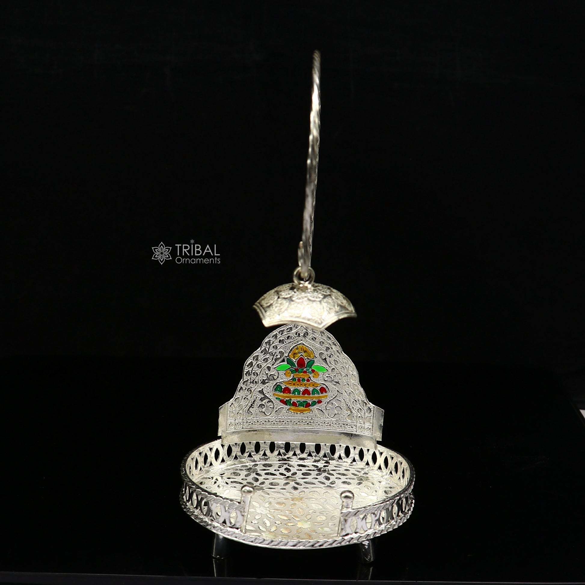 925 pure sterling silver handcrafted small singhasan, idol krishna Bal Gopala throne, god statue's chair, divine silver chauki aasan  su1169 - TRIBAL ORNAMENTS