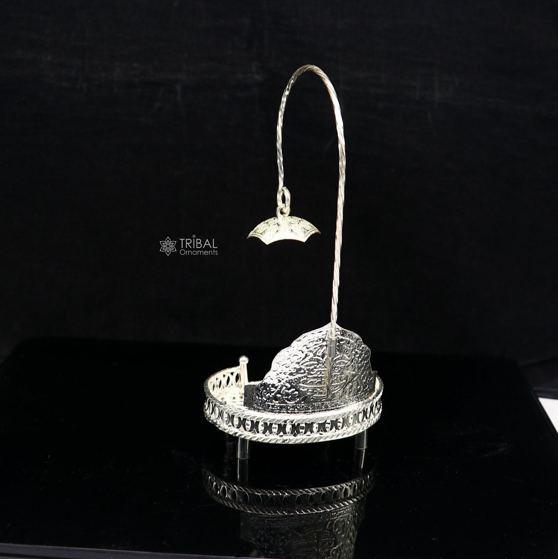 925 pure sterling silver handcrafted small singhasan, idol krishna Bal Gopala throne, god statue's chair, divine silver chauki aasan  su1169 - TRIBAL ORNAMENTS