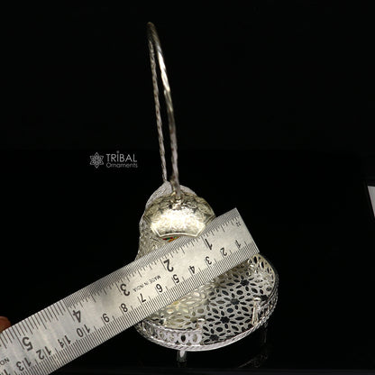 925 pure sterling silver handcrafted small singhasan, idol krishna Bal Gopala throne, god statue's chair, divine silver chauki aasan  su1169 - TRIBAL ORNAMENTS