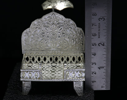 925 pure sterling silver handcrafted small singhasan, idol krishna Bal Gopala throne, god statue's chair, divine silver Chauki Aasan  su1171 - TRIBAL ORNAMENTS