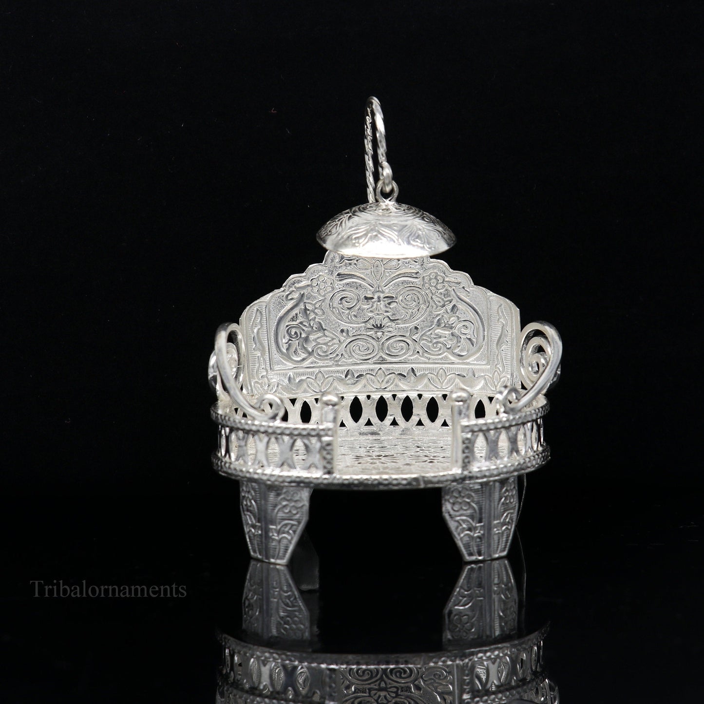 925 pure sterling silver Handmade Divine Singhasan, idol krishna Bal Gopala throne, god statue's stand chair, temple art puja article su485 - TRIBAL ORNAMENTS