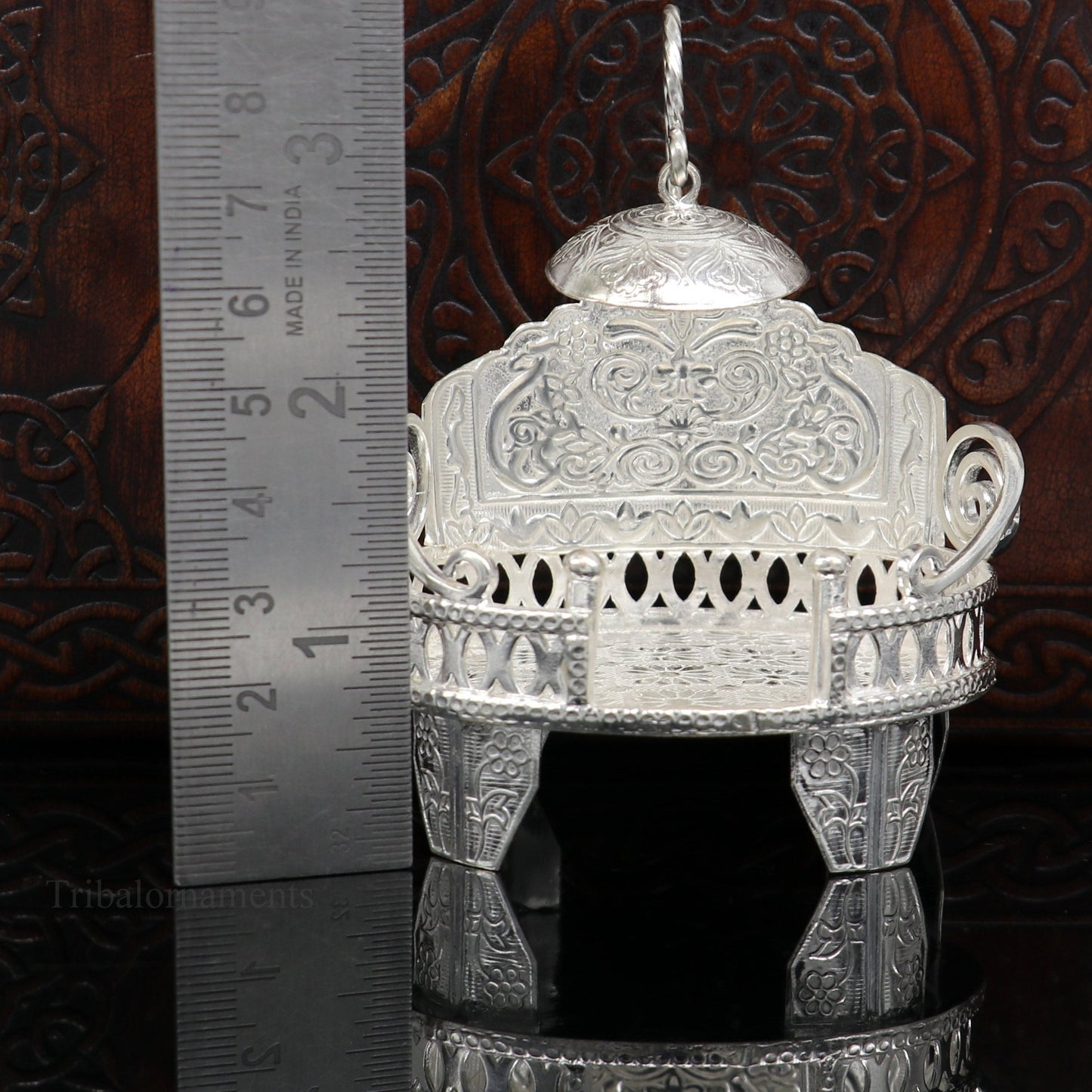 925 pure sterling silver Handmade Divine Singhasan, idol krishna Bal Gopala throne, god statue's stand chair, temple art puja article su485 - TRIBAL ORNAMENTS