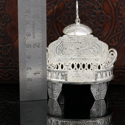 925 pure sterling silver Handmade Divine Singhasan, idol krishna Bal Gopala throne, god statue's stand chair, temple art puja article su485 - TRIBAL ORNAMENTS