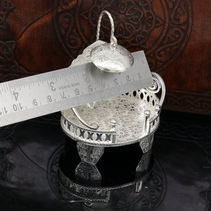 925 pure sterling silver Handmade Divine Singhasan, idol krishna Bal Gopala throne, god statue's stand chair, temple art puja article su485 - TRIBAL ORNAMENTS