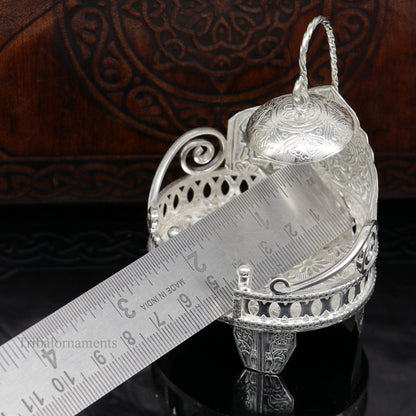 925 pure sterling silver Handmade Divine Singhasan, idol krishna Bal Gopala throne, god statue's stand chair, temple art puja article su485 - TRIBAL ORNAMENTS
